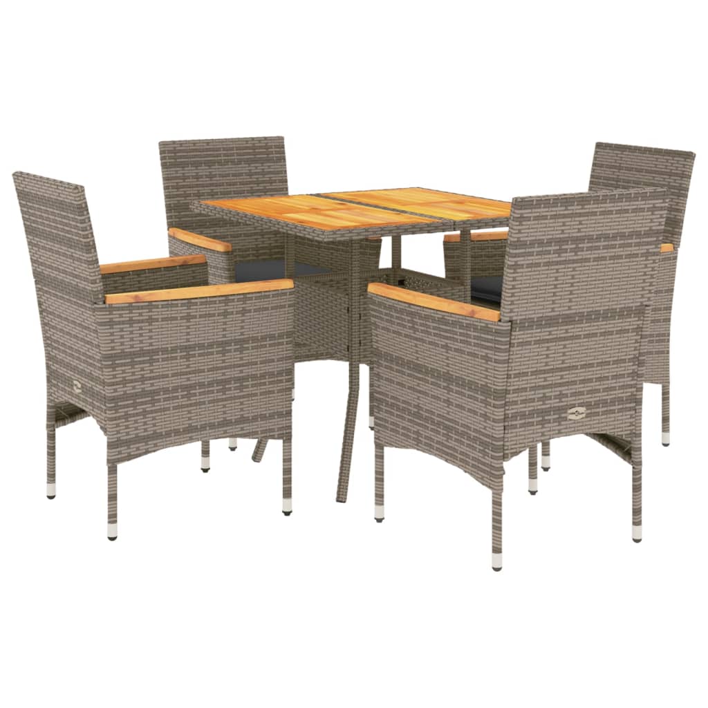 5-delige Loungeset met kussens poly rattan en acaciahout grijs is nu te koop bij PeponiXL, paradijselijk wonen!