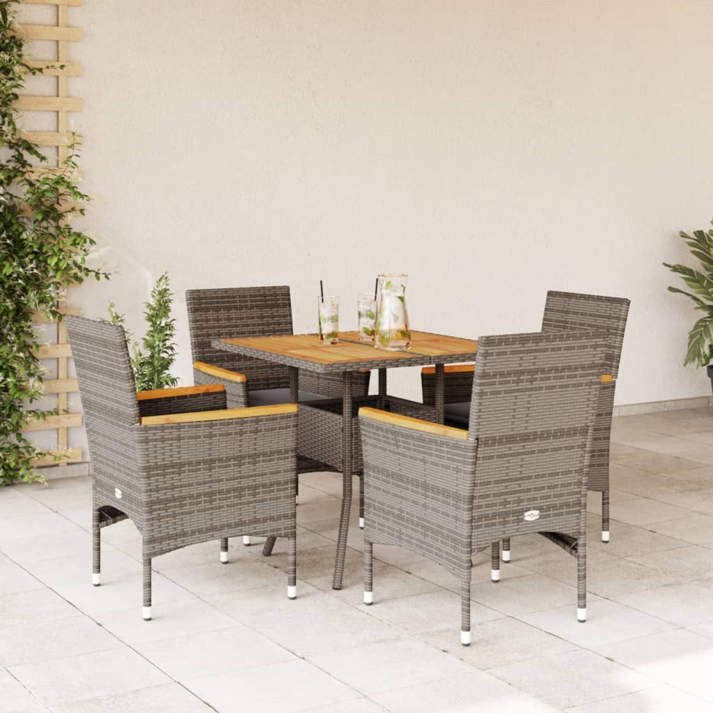 5-delige Loungeset met kussens poly rattan en acaciahout grijs is nu te koop bij PeponiXL, paradijselijk wonen!
