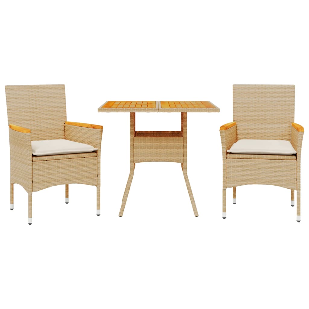 3-delige Tuinset met kussens poly rattan en acaciahout beige is nu te koop bij PeponiXL, paradijselijk wonen!
