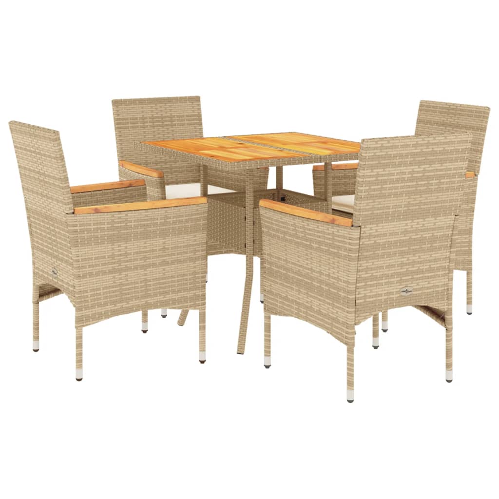 5-delige Tuinset met kussens poly rattan en acaciahout beige is nu te koop bij PeponiXL, paradijselijk wonen!