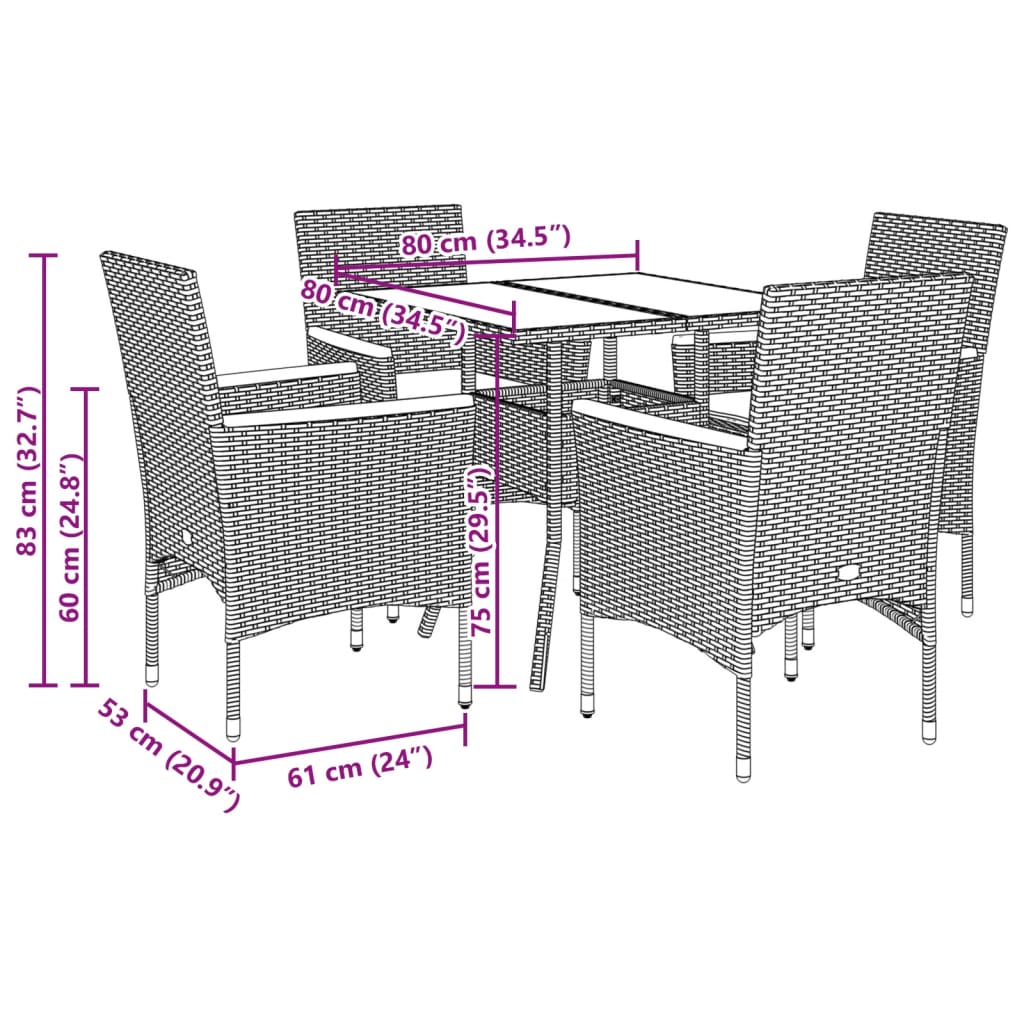 5-delige Tuinset met kussens poly rattan en acaciahout beige is nu te koop bij PeponiXL, paradijselijk wonen!