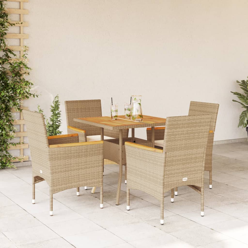 5-delige Tuinset met kussens poly rattan en acaciahout beige is nu te koop bij PeponiXL, paradijselijk wonen!