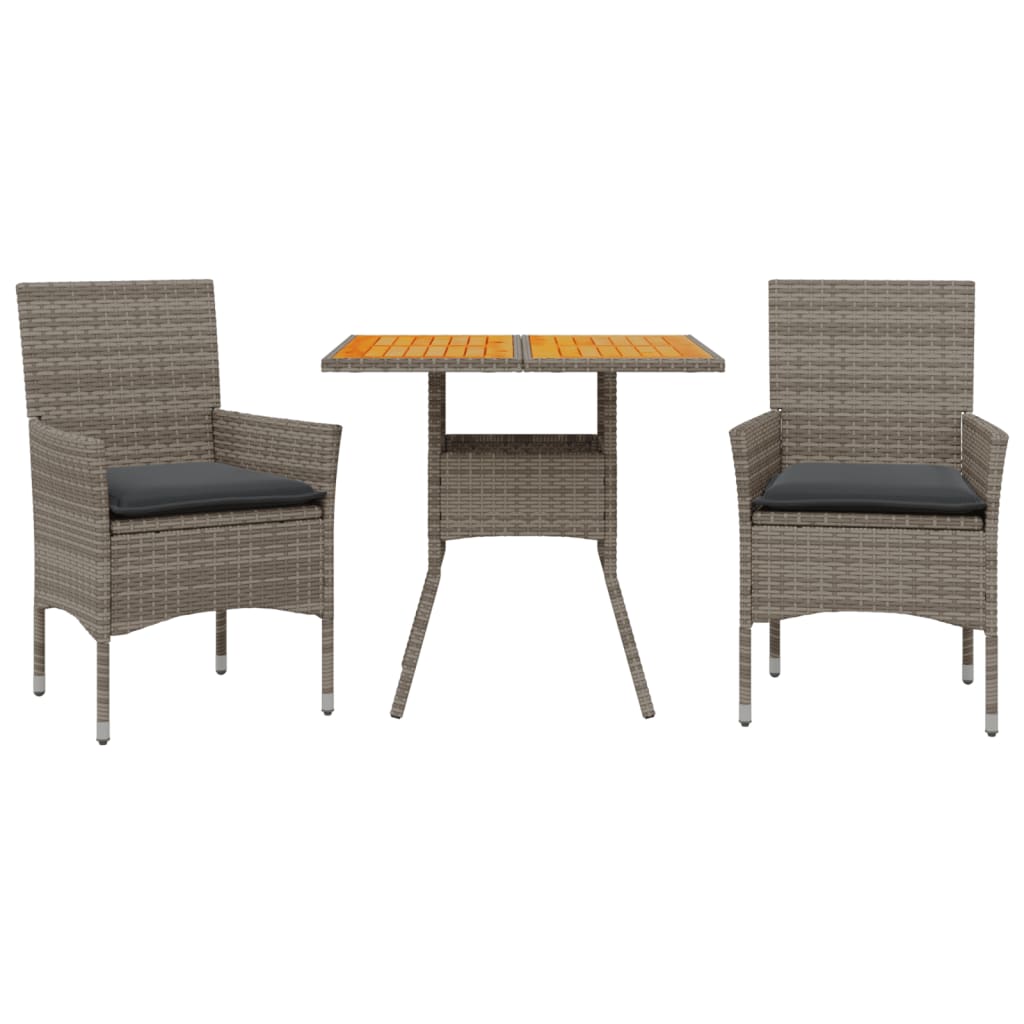 3-delige Tuinset met kussens poly rattan en acaciahout grijs is nu te koop bij PeponiXL, paradijselijk wonen!