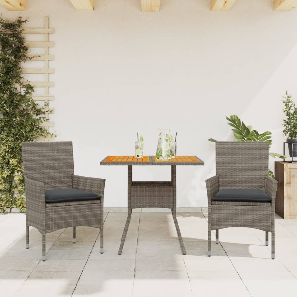 3-delige Tuinset met kussens poly rattan en acaciahout grijs is nu te koop bij PeponiXL, paradijselijk wonen!
