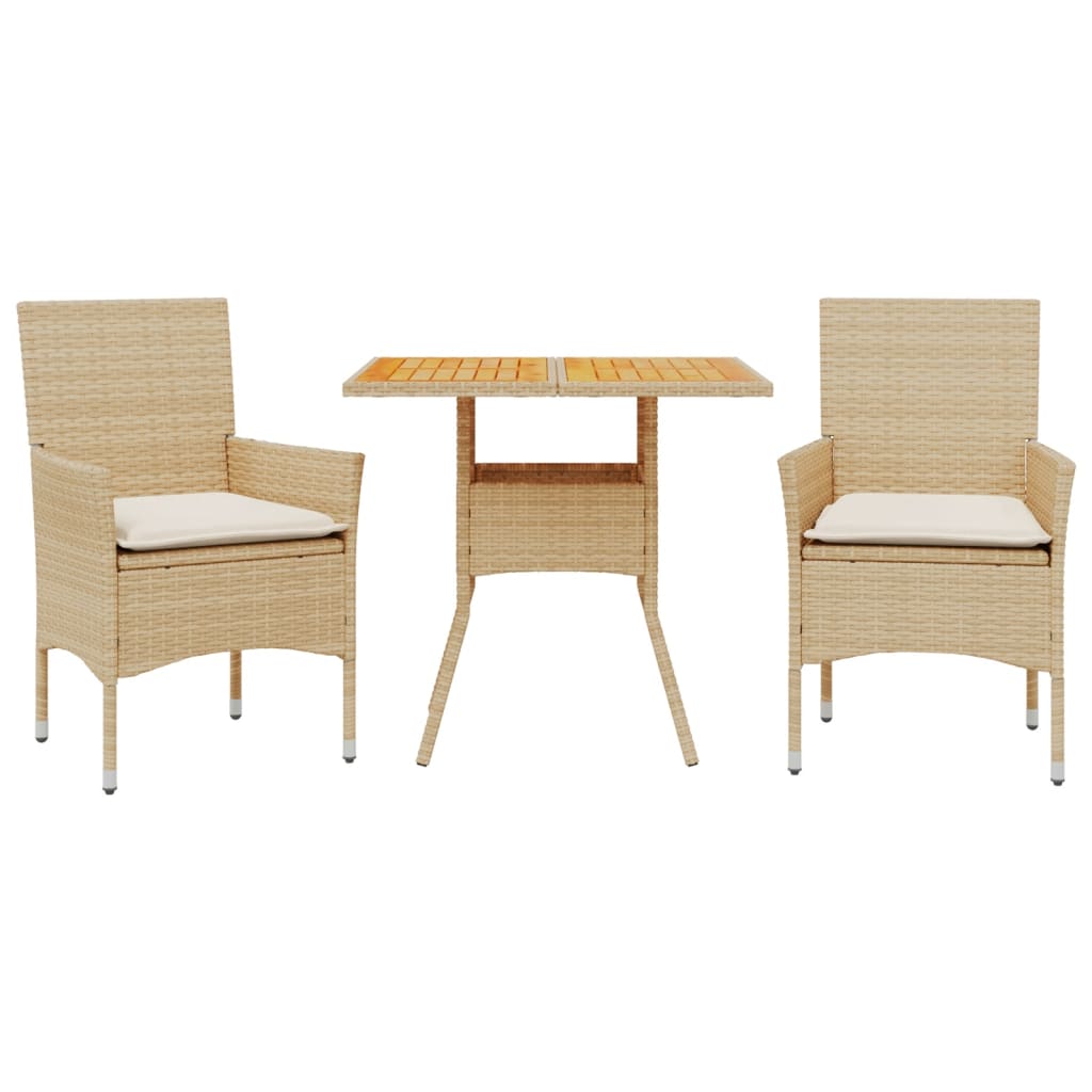 3-delige Tuinset met kussens poly rattan en acaciahout beige is nu te koop bij PeponiXL, paradijselijk wonen!