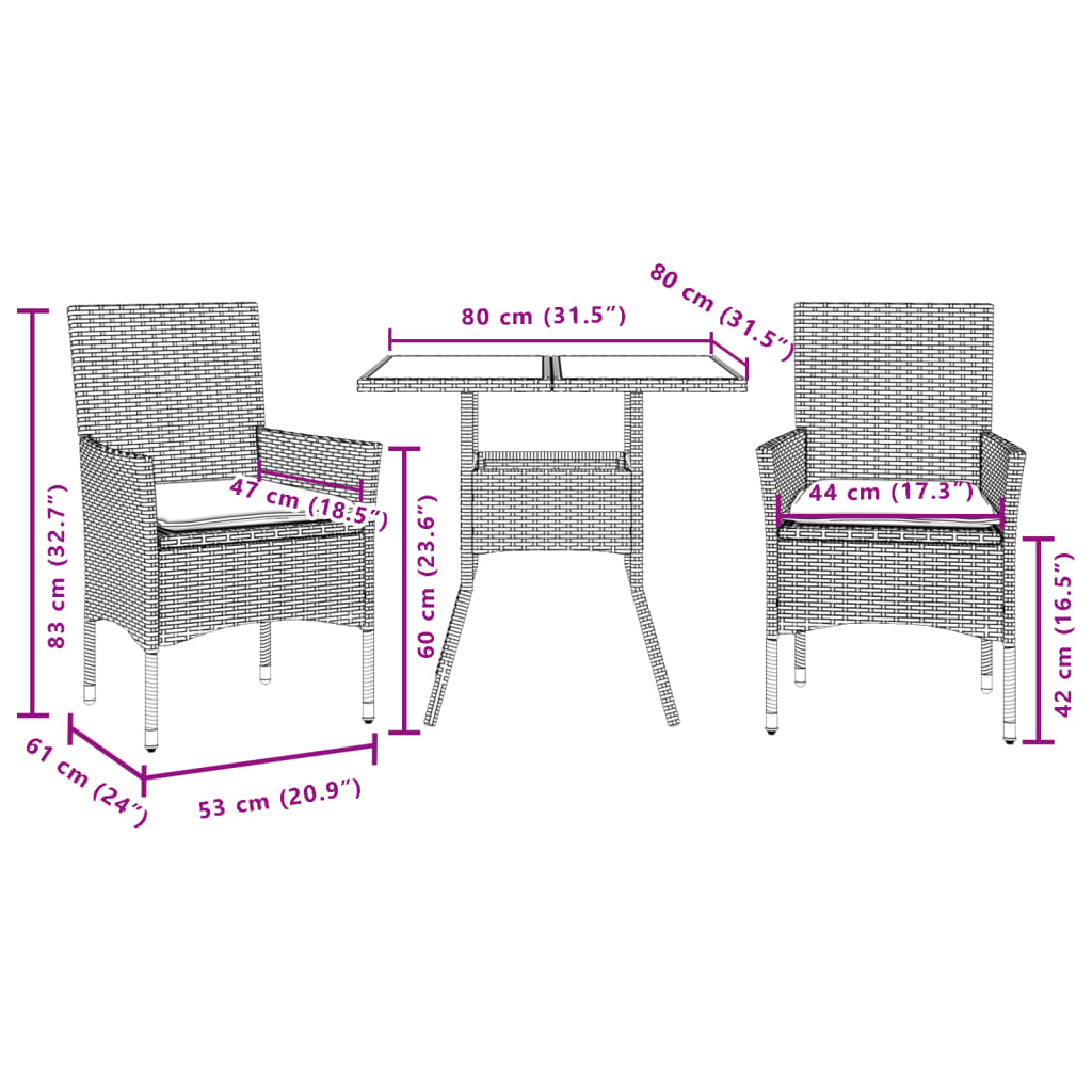 3-delige Tuinset met kussens poly rattan en acaciahout beige is nu te koop bij PeponiXL, paradijselijk wonen!