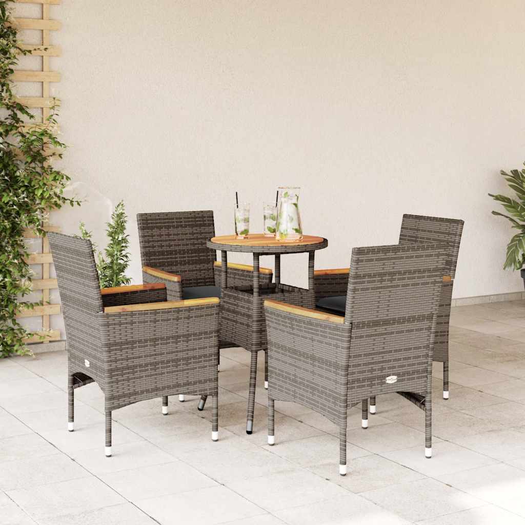 5-delige Loungeset met kussens poly rattan en acaciahout grijs is nu te koop bij PeponiXL, paradijselijk wonen!