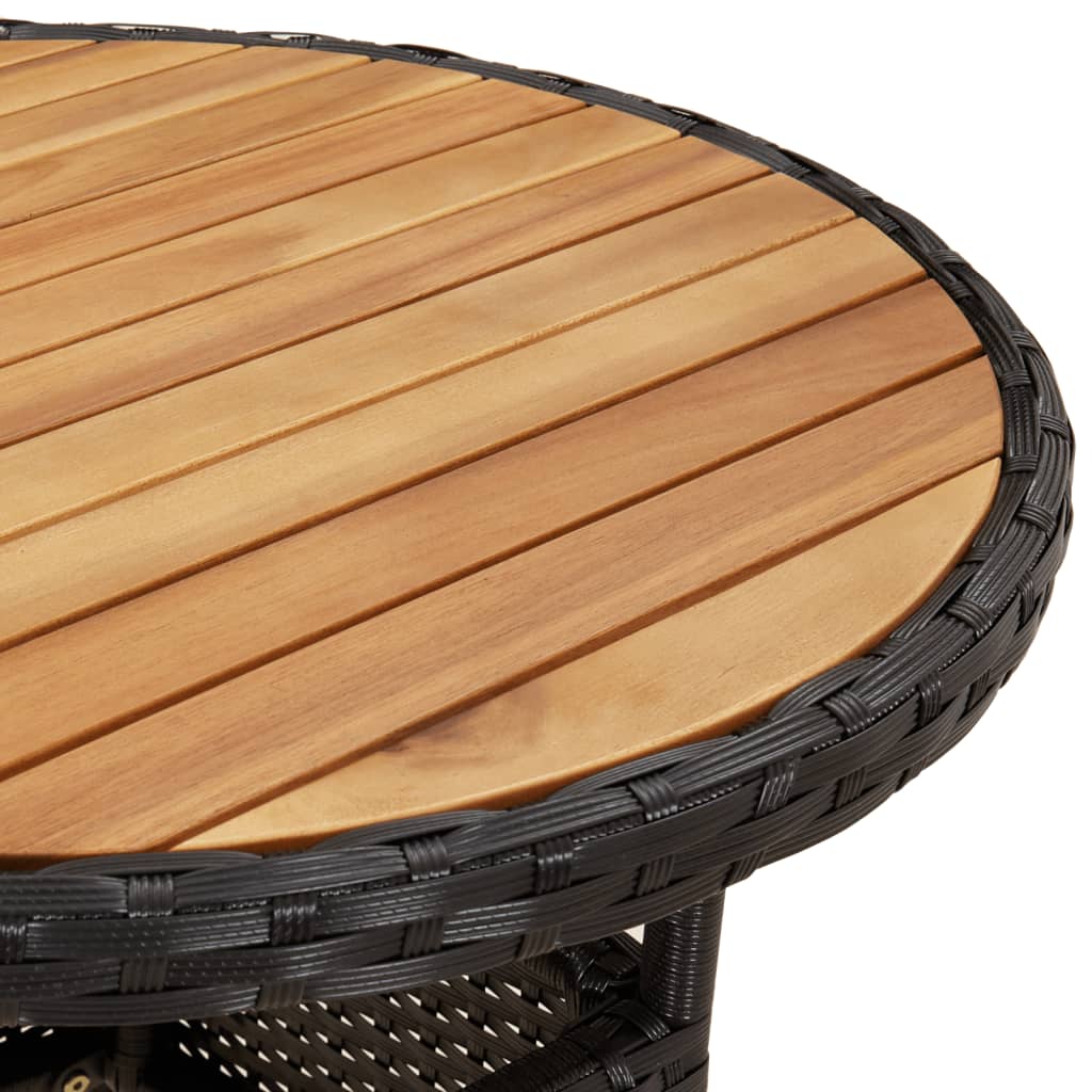 5-delige Loungeset met kussens poly rattan en acaciahout zwart is nu te koop bij PeponiXL, paradijselijk wonen!