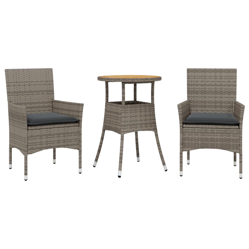 3-delige Tuinset met kussens poly rattan en acaciahout grijs is nu te koop bij PeponiXL, paradijselijk wonen!