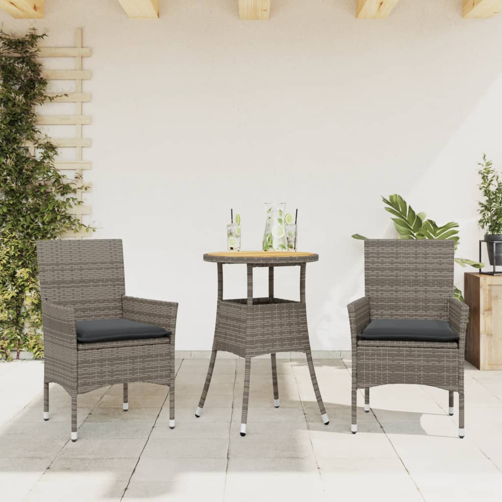 3-delige Tuinset met kussens poly rattan en acaciahout grijs is nu te koop bij PeponiXL, paradijselijk wonen!