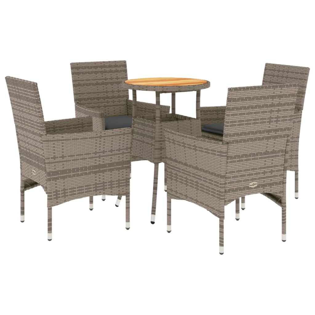 5-delige Loungeset met kussens poly rattan en acaciahout grijs is nu te koop bij PeponiXL, paradijselijk wonen!