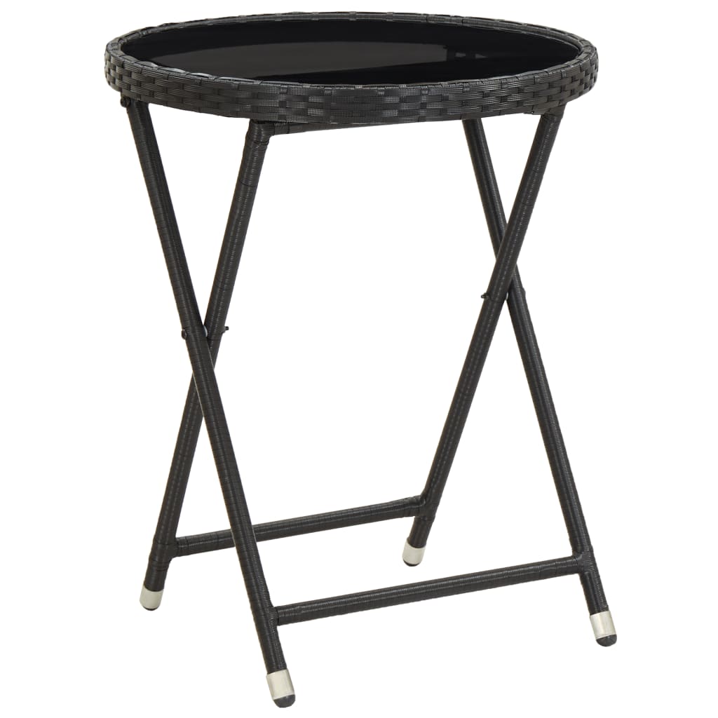 3-delige Bistroset met kussens poly rattan en glas zwart is nu te koop bij PeponiXL, paradijselijk wonen!