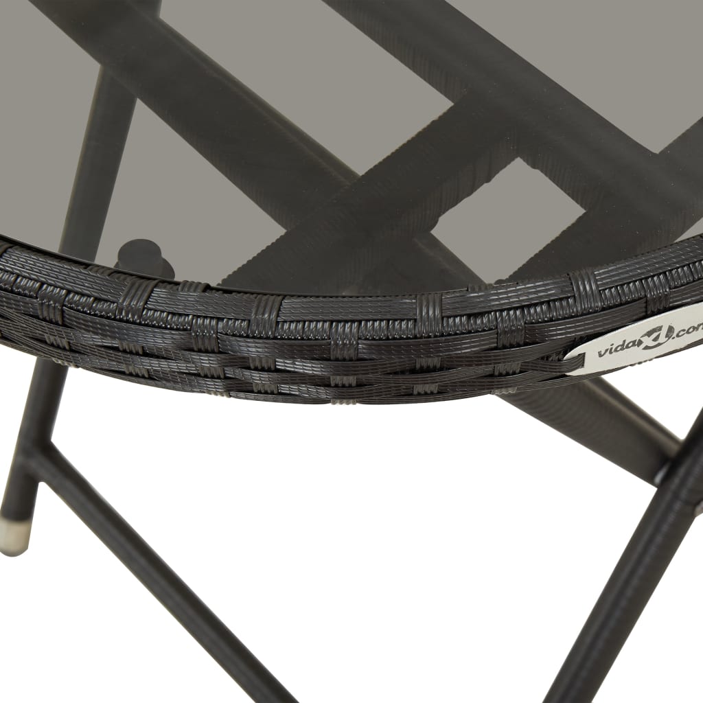3-delige Bistroset met kussens poly rattan en glas zwart is nu te koop bij PeponiXL, paradijselijk wonen!
