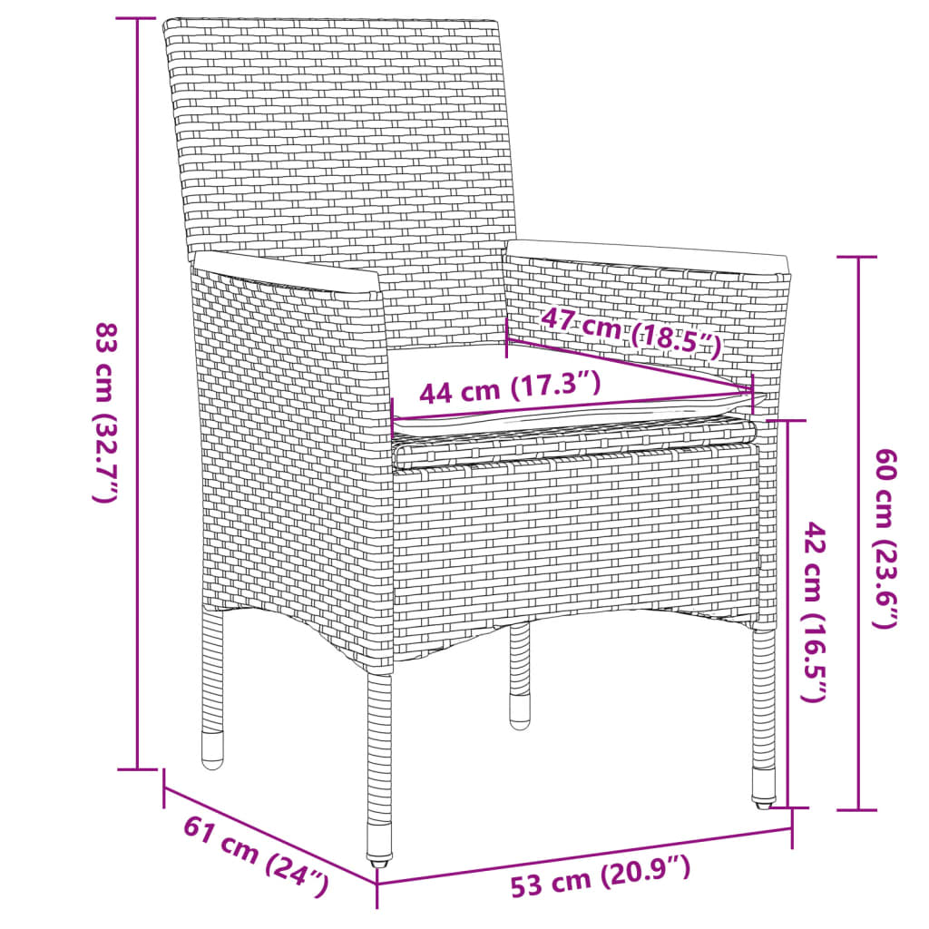 3-delige Bistroset met kussens poly rattan en acaciahout grijs is nu te koop bij PeponiXL, paradijselijk wonen!