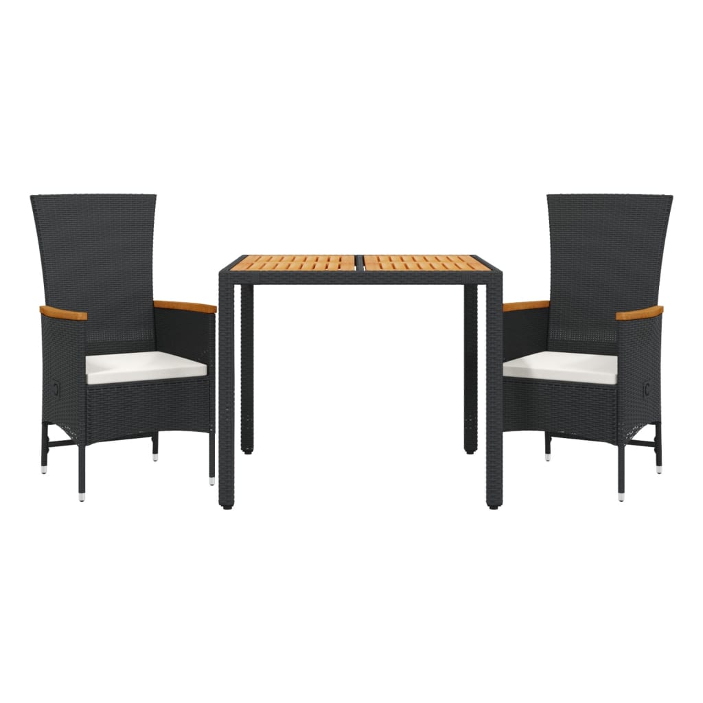 3-delige Tuinset met kussens poly rattan zwart is nu te koop bij PeponiXL, paradijselijk wonen!