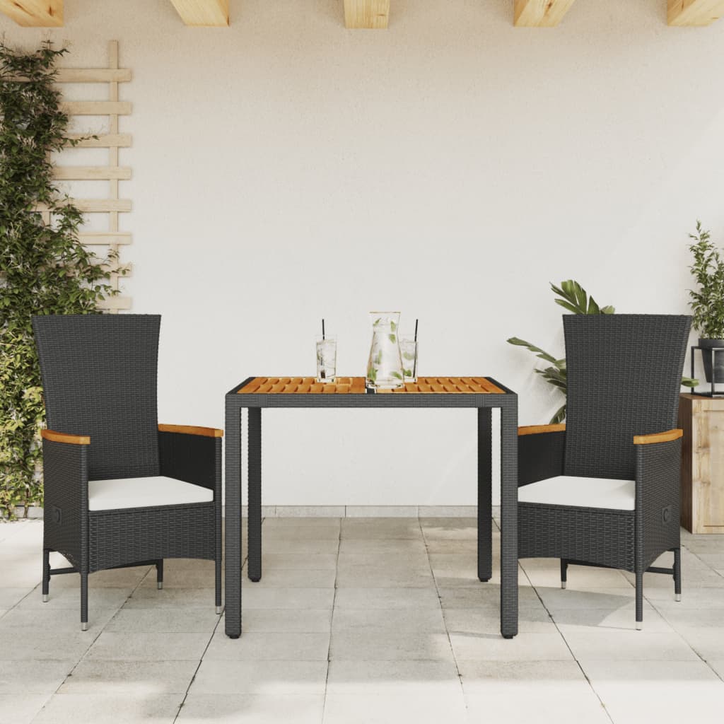 3-delige Tuinset met kussens poly rattan zwart is nu te koop bij PeponiXL, paradijselijk wonen!