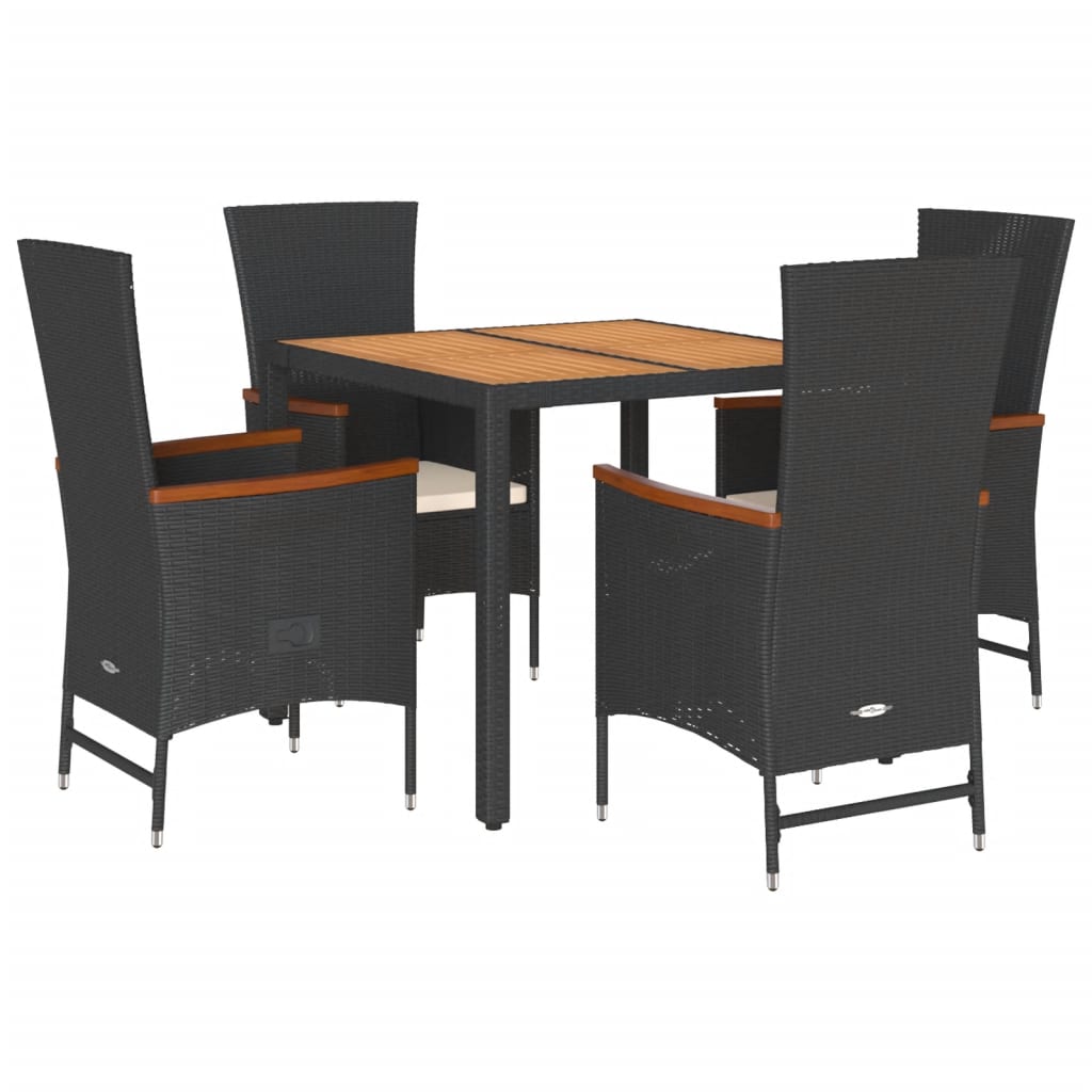 5-delige Tuinset met kussens poly rattan zwart is nu te koop bij PeponiXL, paradijselijk wonen!