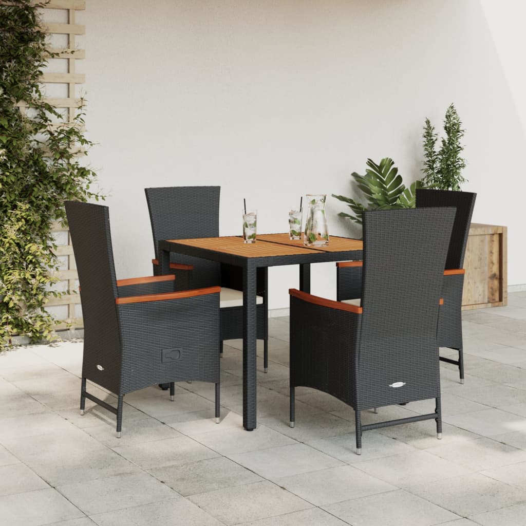 5-delige Tuinset met kussens poly rattan zwart is nu te koop bij PeponiXL, paradijselijk wonen!