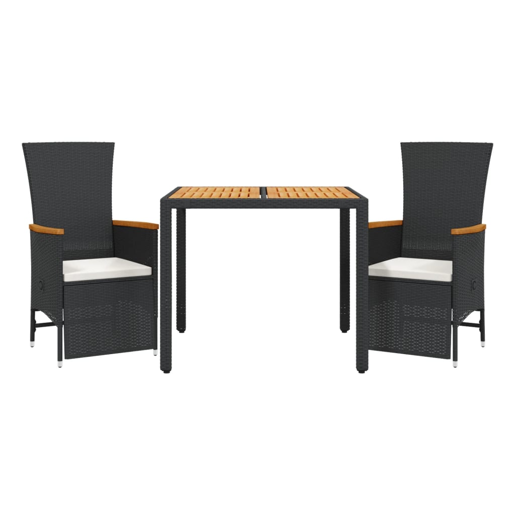 3-delige Tuinset met kussens poly rattan zwart is nu te koop bij PeponiXL, paradijselijk wonen!