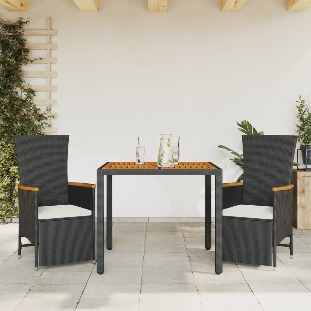 3-delige Tuinset met kussens poly rattan zwart is nu te koop bij PeponiXL, paradijselijk wonen!
