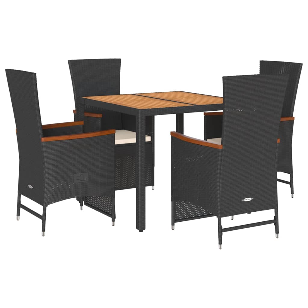 5-delige Tuinset met kussens poly rattan zwart is nu te koop bij PeponiXL, paradijselijk wonen!