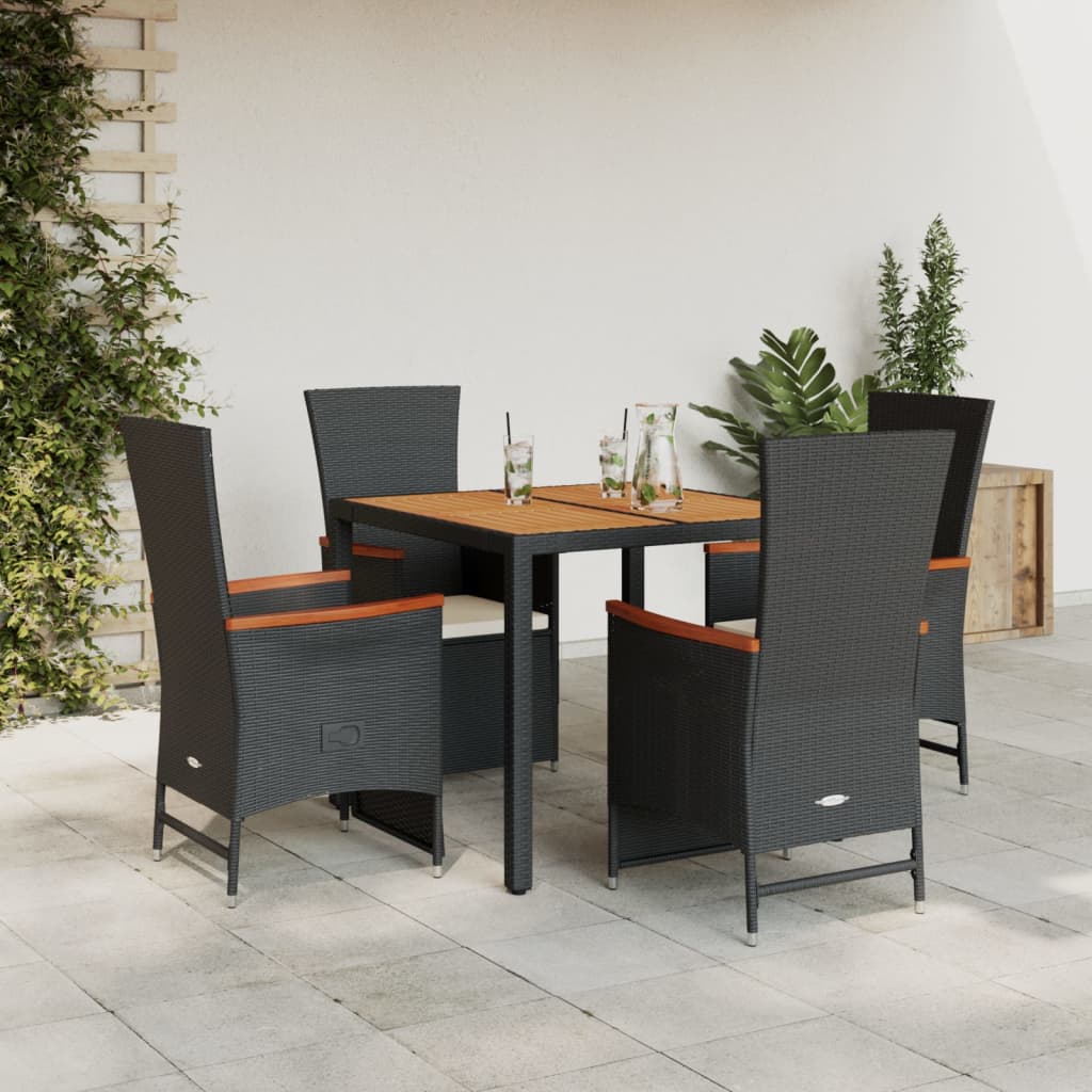 5-delige Tuinset met kussens poly rattan zwart is nu te koop bij PeponiXL, paradijselijk wonen!