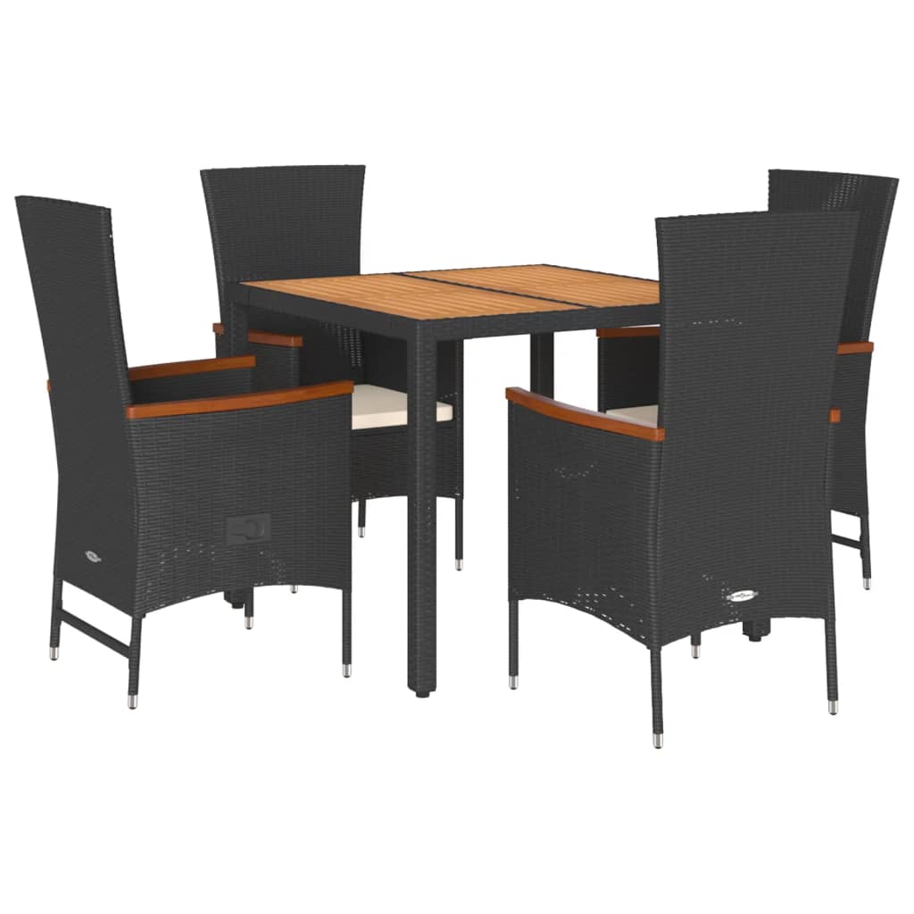 5-delige Tuinset met kussens poly rattan zwart is nu te koop bij PeponiXL, paradijselijk wonen!