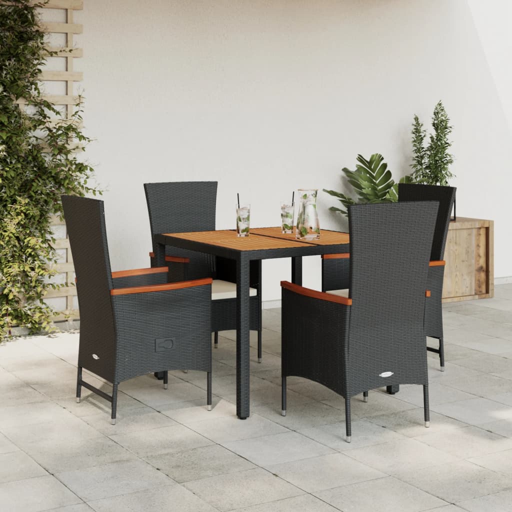 5-delige Tuinset met kussens poly rattan zwart is nu te koop bij PeponiXL, paradijselijk wonen!