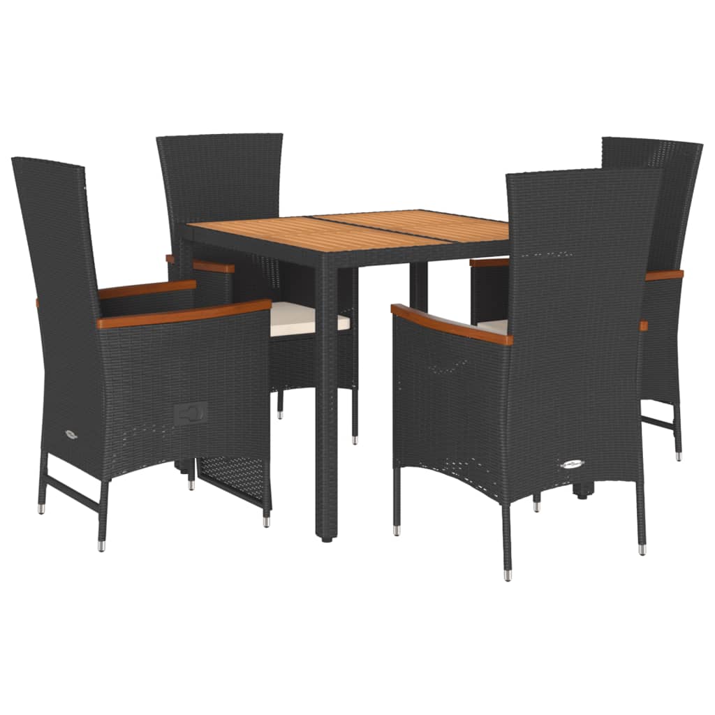 5-delige Tuinset met kussens poly rattan zwart is nu te koop bij PeponiXL, paradijselijk wonen!