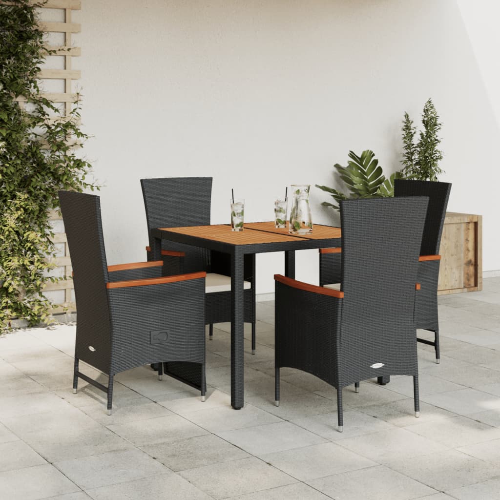 5-delige Tuinset met kussens poly rattan zwart is nu te koop bij PeponiXL, paradijselijk wonen!