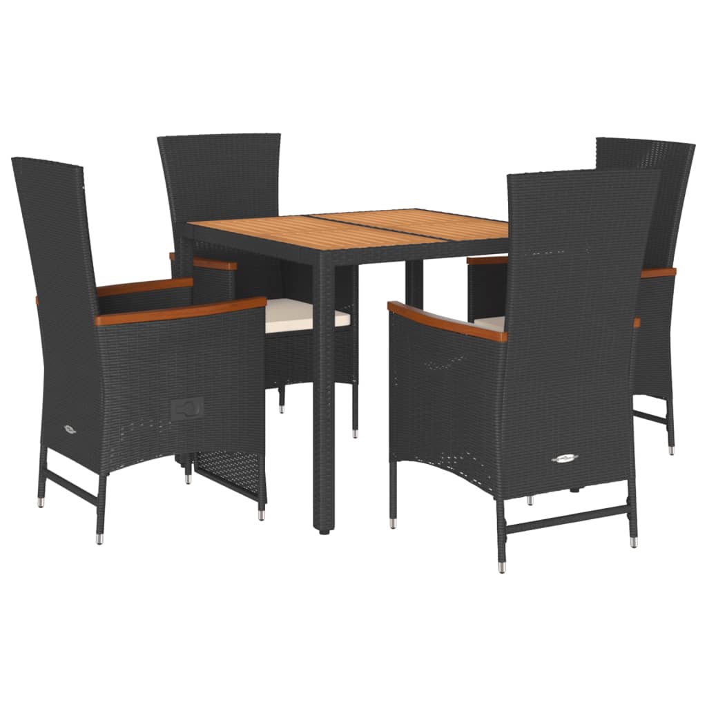 5-delige Tuinset met kussens poly rattan zwart is nu te koop bij PeponiXL, paradijselijk wonen!