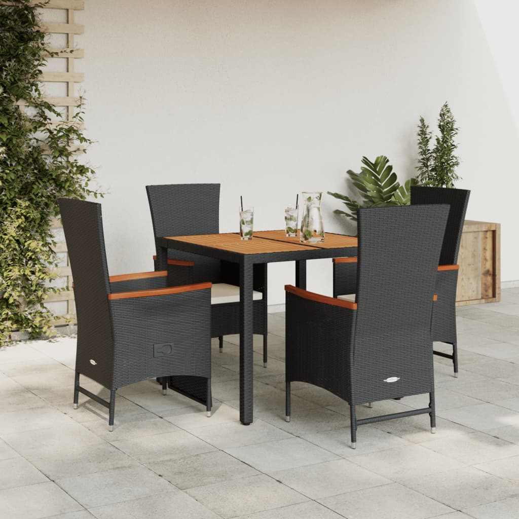 5-delige Tuinset met kussens poly rattan zwart is nu te koop bij PeponiXL, paradijselijk wonen!