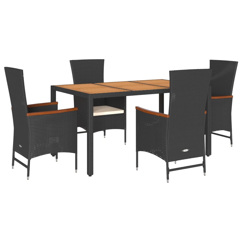 5-delige Tuinset met kussens poly rattan zwart is nu te koop bij PeponiXL, paradijselijk wonen!