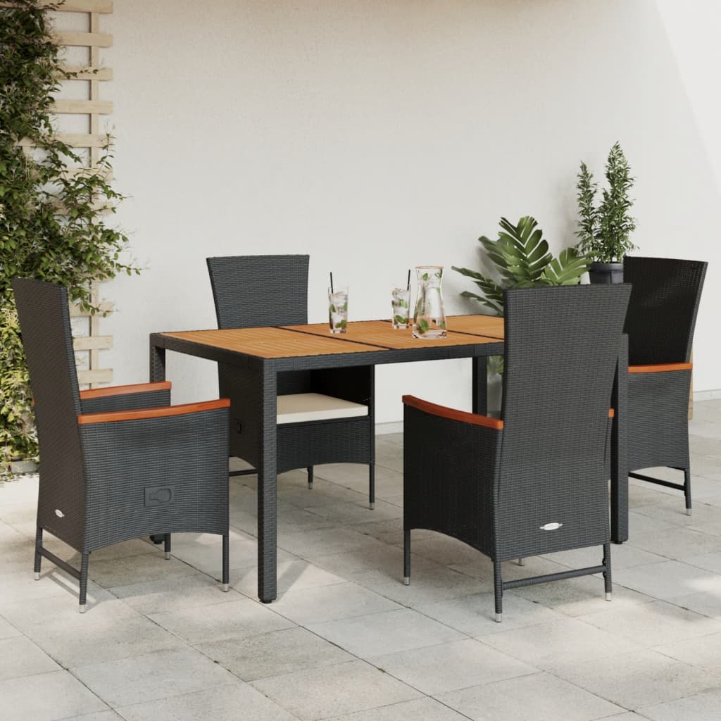 5-delige Tuinset met kussens poly rattan zwart is nu te koop bij PeponiXL, paradijselijk wonen!