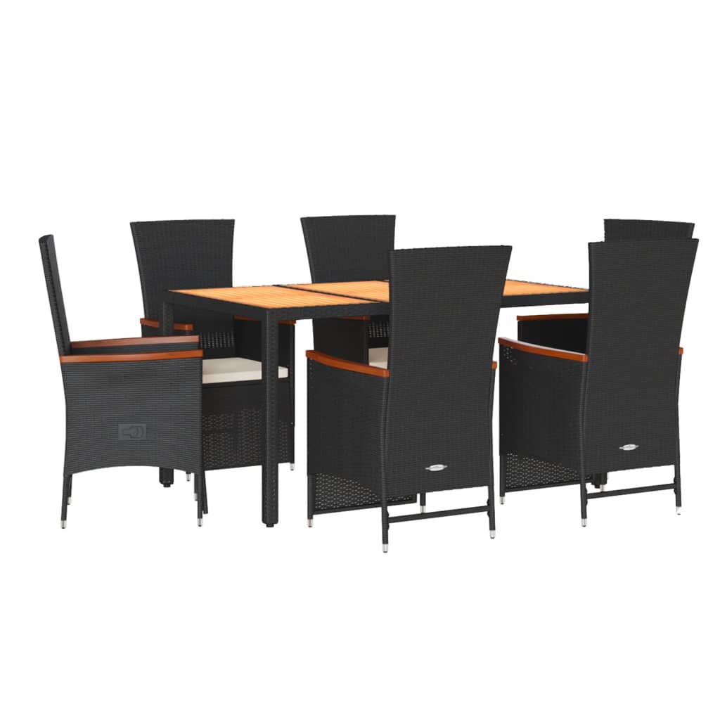 7-delige Tuinset met kussens poly rattan zwart is nu te koop bij PeponiXL, paradijselijk wonen!