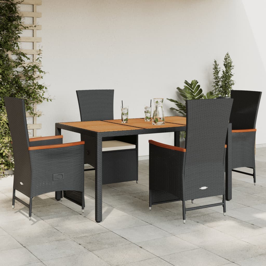 5-delige Tuinset met kussens poly rattan zwart is nu te koop bij PeponiXL, paradijselijk wonen!
