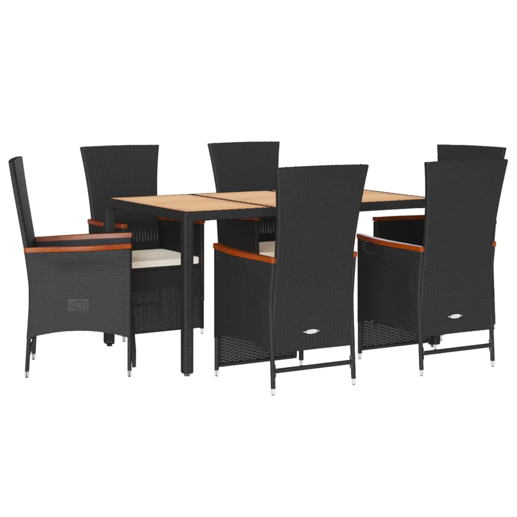 7-delige Tuinset met kussens poly rattan zwart is nu te koop bij PeponiXL, paradijselijk wonen!