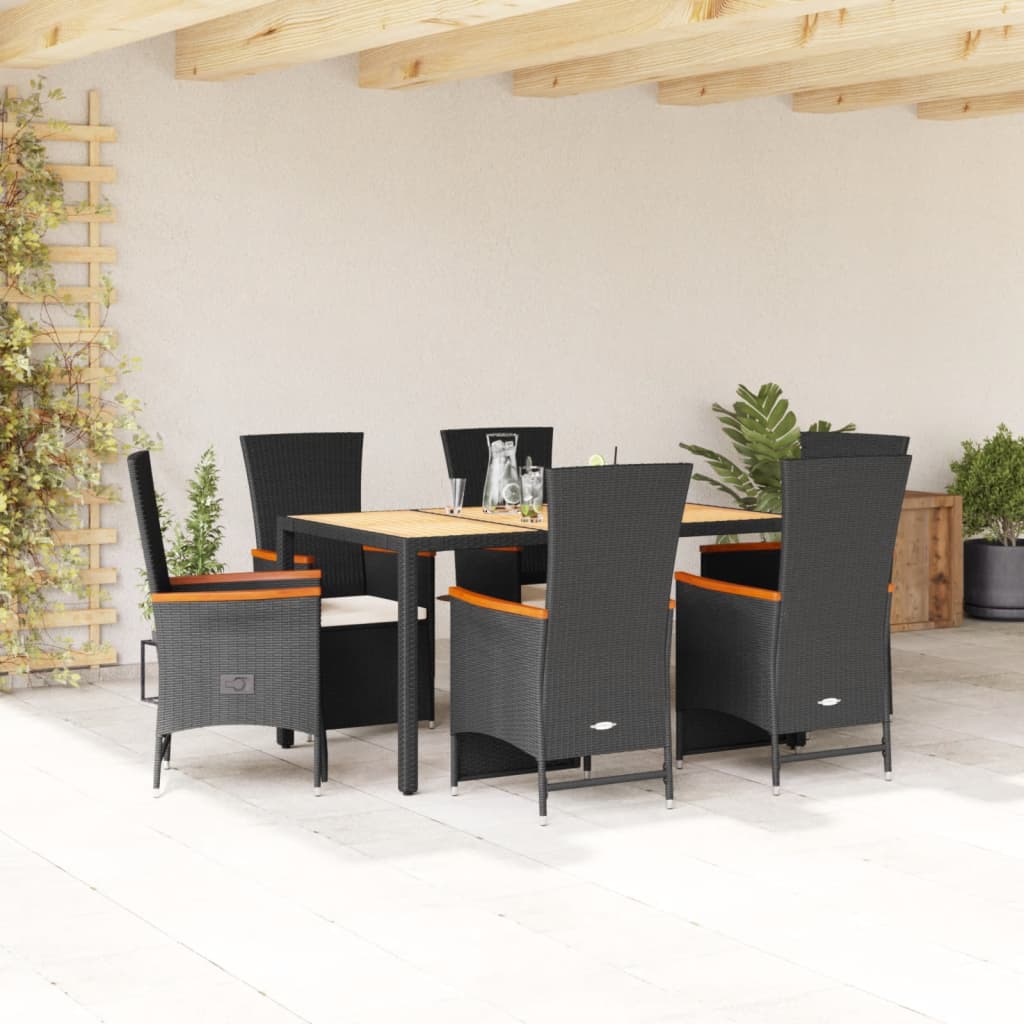 7-delige Tuinset met kussens poly rattan zwart is nu te koop bij PeponiXL, paradijselijk wonen!