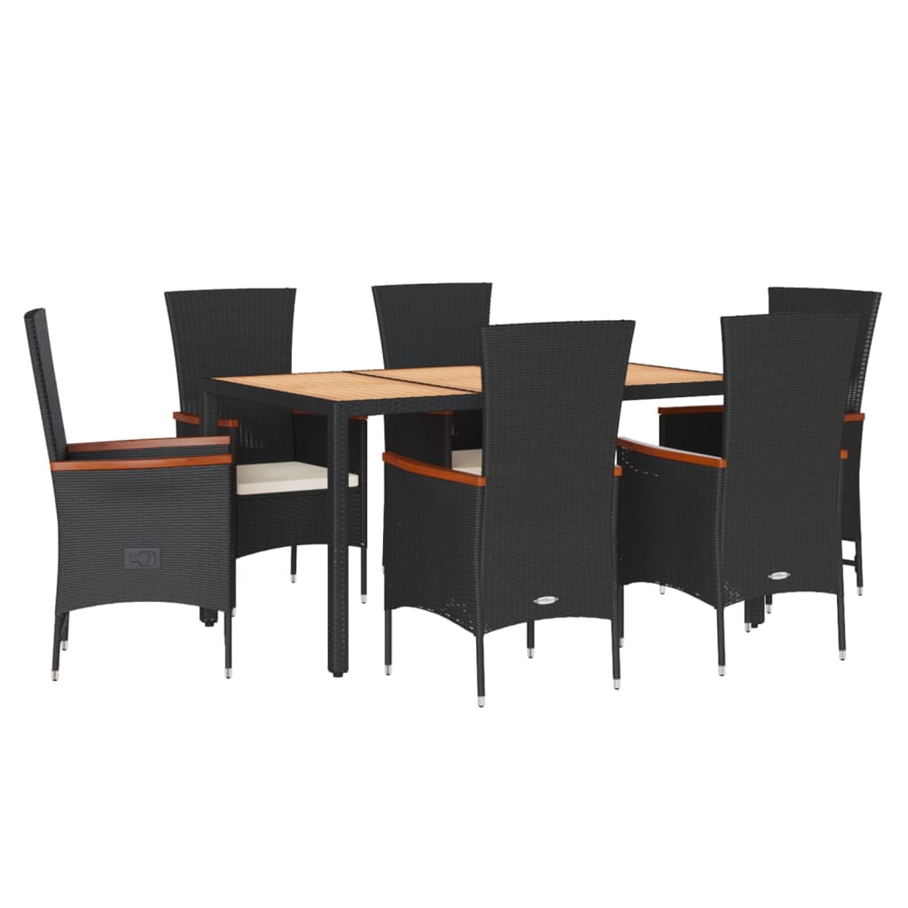 7-delige Tuinset met kussens poly rattan zwart is nu te koop bij PeponiXL, paradijselijk wonen!