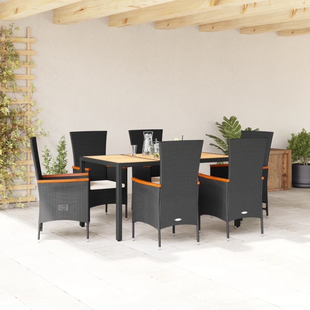 7-delige Tuinset met kussens poly rattan zwart is nu te koop bij PeponiXL, paradijselijk wonen!