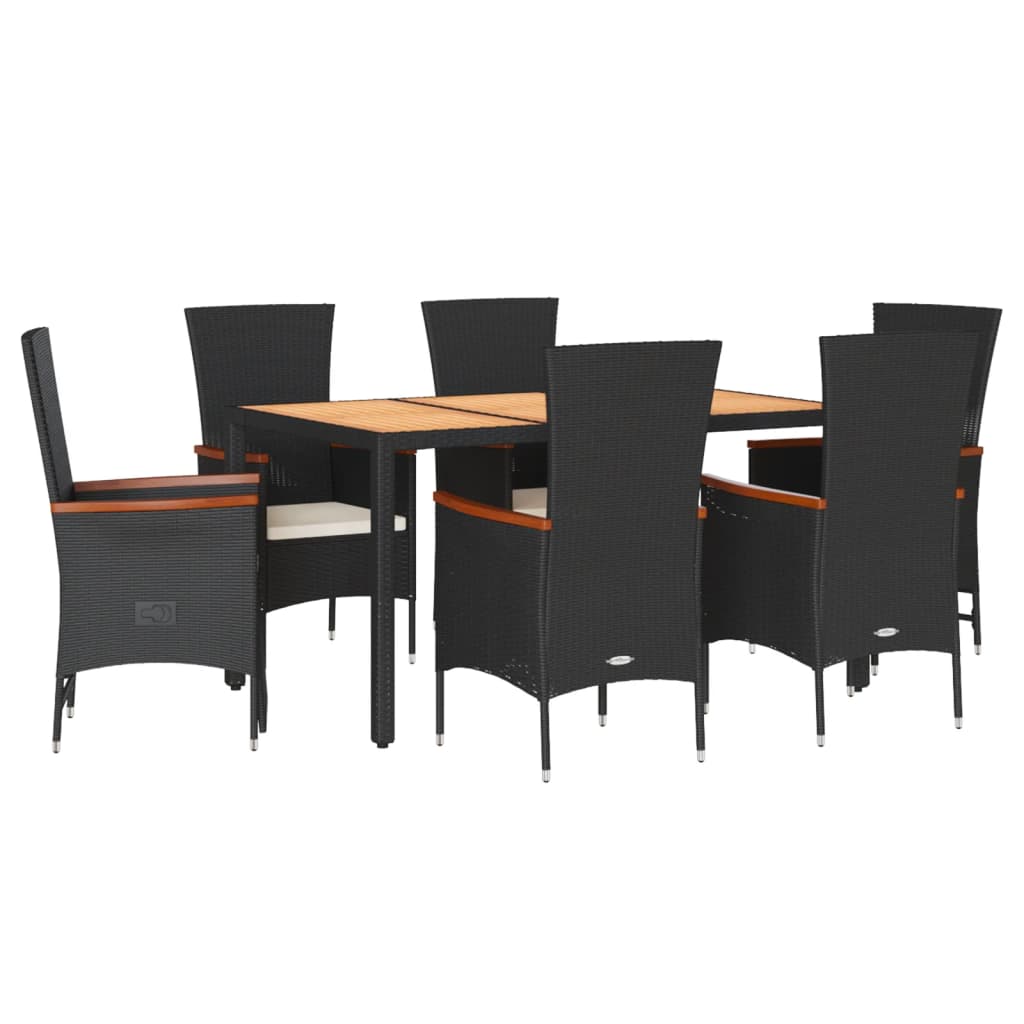 7-delige Tuinset met kussens poly rattan zwart is nu te koop bij PeponiXL, paradijselijk wonen!