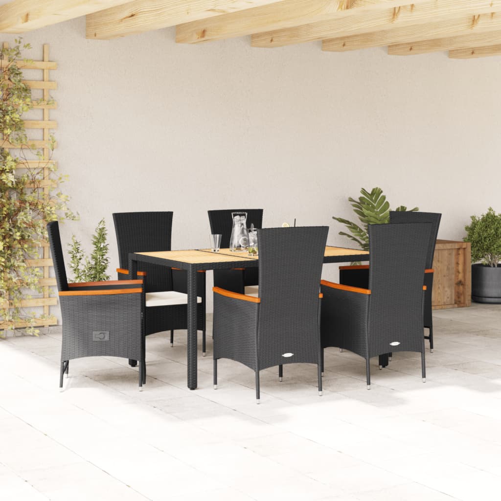7-delige Tuinset met kussens poly rattan zwart is nu te koop bij PeponiXL, paradijselijk wonen!