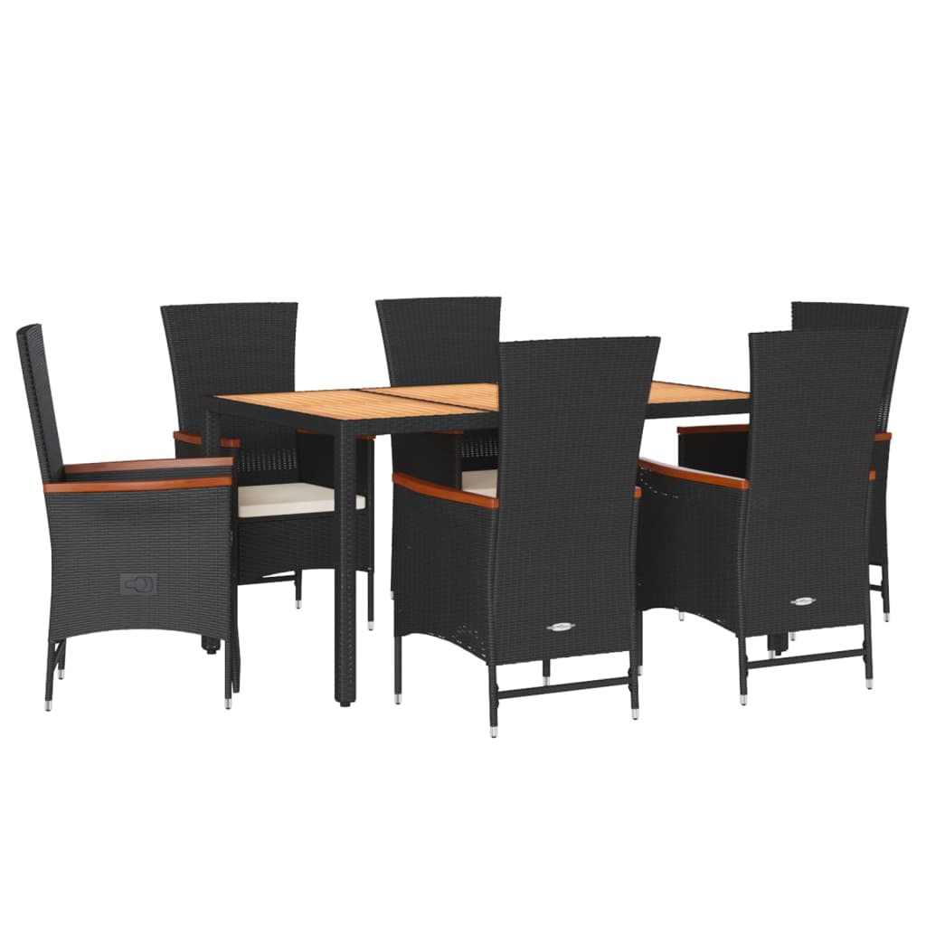 7-delige Tuinset met kussens poly rattan zwart is nu te koop bij PeponiXL, paradijselijk wonen!