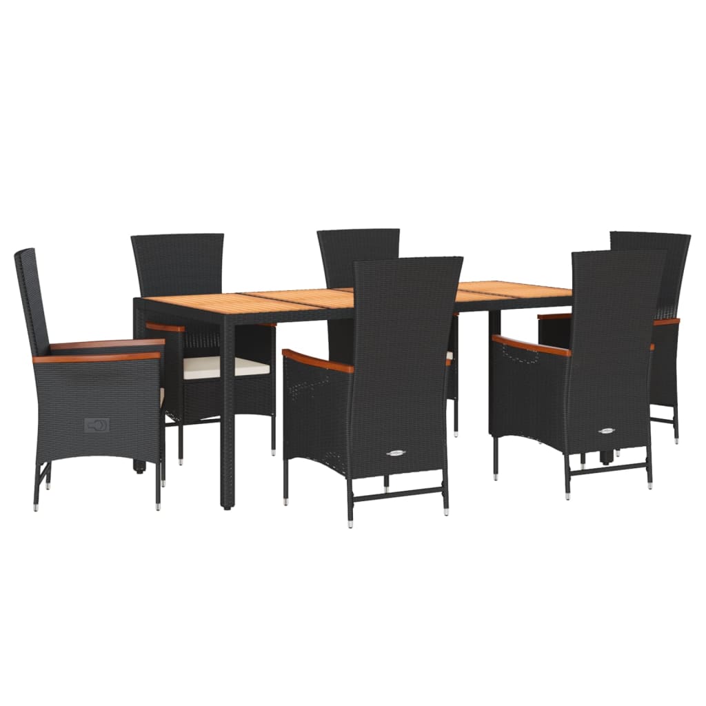 7-delige Tuinset met kussens poly rattan zwart is nu te koop bij PeponiXL, paradijselijk wonen!
