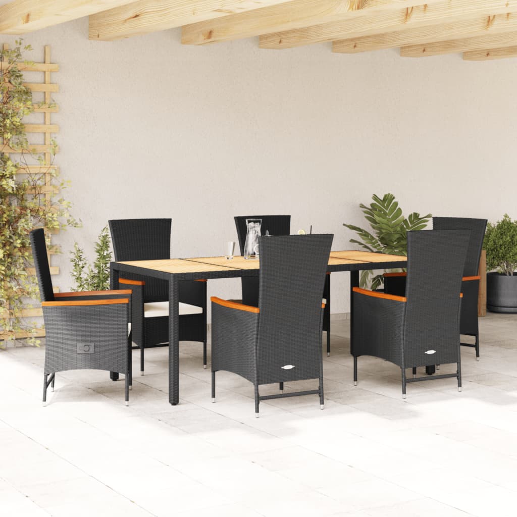 7-delige Tuinset met kussens poly rattan zwart is nu te koop bij PeponiXL, paradijselijk wonen!