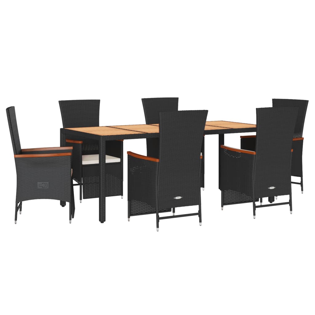7-delige Tuinset met kussens poly rattan zwart is nu te koop bij PeponiXL, paradijselijk wonen!
