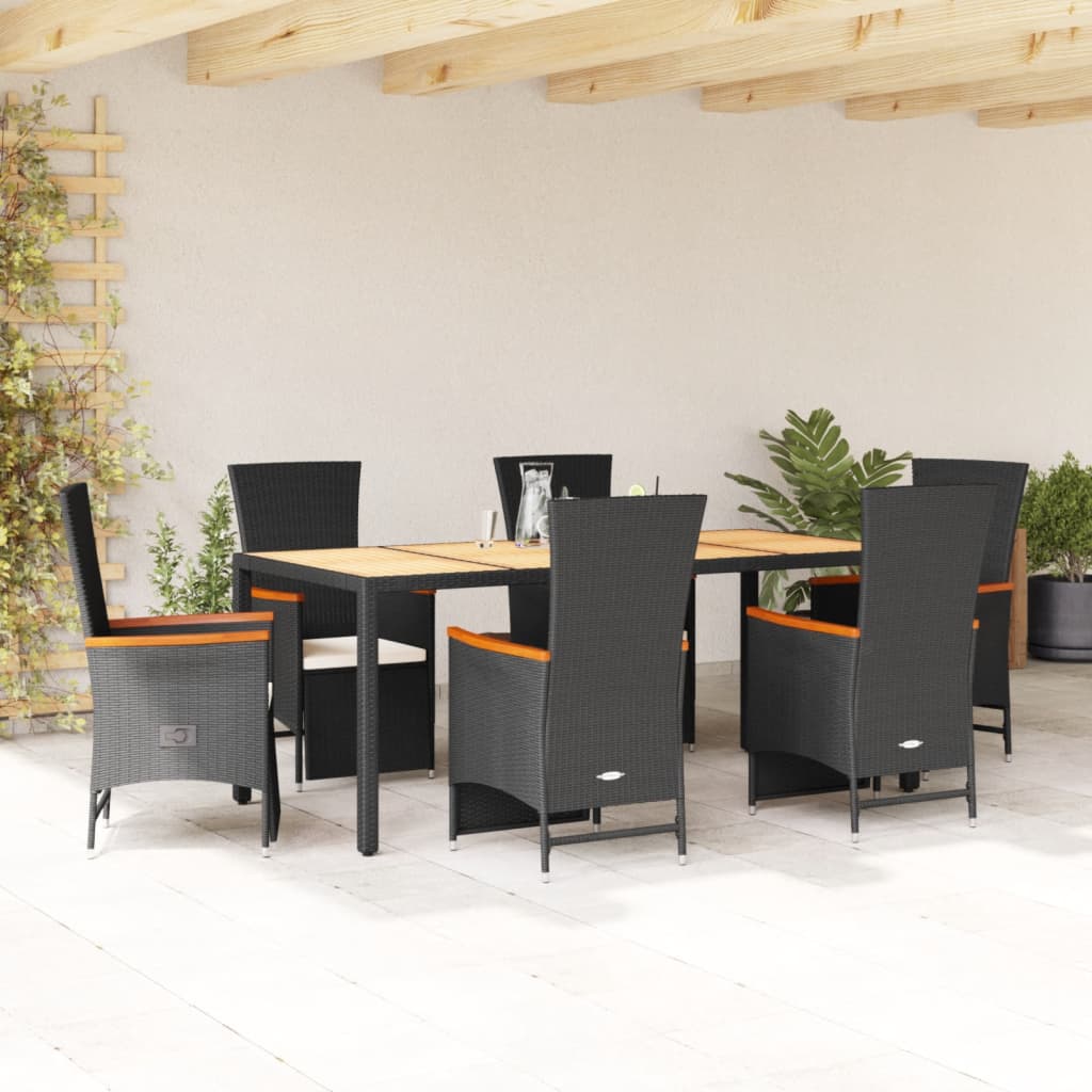 7-delige Tuinset met kussens poly rattan zwart is nu te koop bij PeponiXL, paradijselijk wonen!