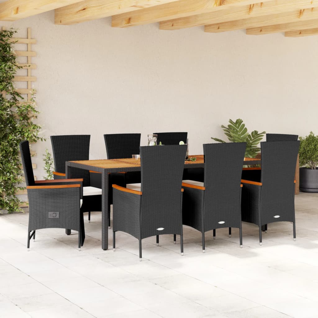 9-delige Tuinset poly rattan zwart is nu te koop bij PeponiXL, paradijselijk wonen!