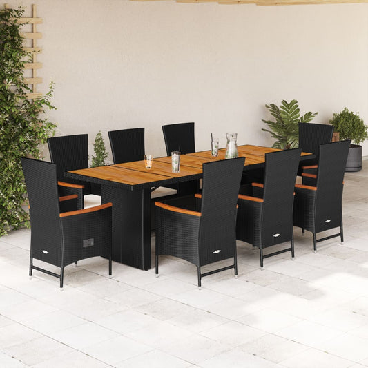 9-delige Tuinset poly rattan zwart is nu te koop bij PeponiXL, paradijselijk wonen!