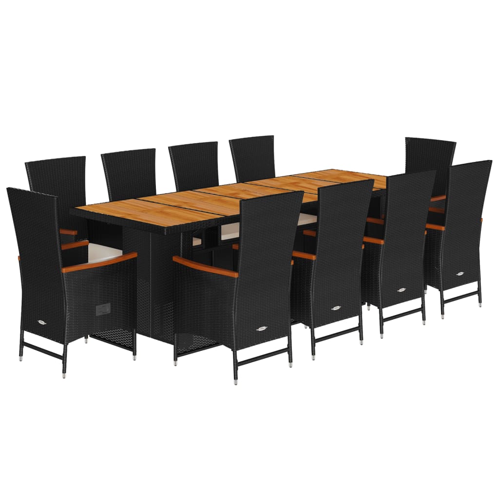 11-delige Tuinset met kussens poly rattan zwart is nu te koop bij PeponiXL, paradijselijk wonen!